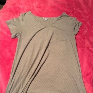 Love Fire Brown Asymmetrical Dress Short Sleeve Relaxed